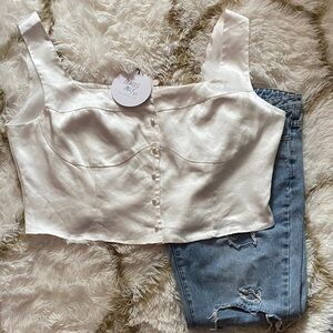 Cream Satin Crop Top CURVY